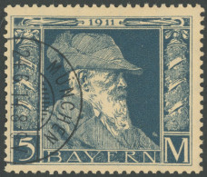 BAYERN 89II O, 1911, 5 M. Luitpold, Type II, Pracht, Mi. 220.- - Usati