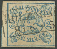 BRAUNSCHWEIG 2 O, 1852, 2 Sgr. Lebhaftpreußischblau, R2 HOLZMINDEN, Feinst (diverse Mängel), Kurzbefund Dr. Wilderbeek,  - Braunschweig
