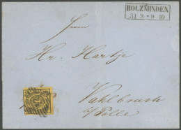 BRAUNSCHWEIG 6b BRIEF, 1853, 1 Sgr. Schwarz Auf Braungelb Mit Nummernstempel 24 Auf Brief Von HOLZMÜNDEN Nach Wahlbruch  - Brunswick