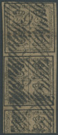 BRAUNSCHWEIG 9a O, 1857, 10/4 Gr. Schwarz Auf Graubraun, Senkrechter Block Mit Nummernstempel 9, Pracht, Signiert Starau - Braunschweig