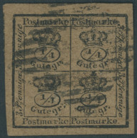 BRAUNSCHWEIG 9a O, 1857, 4/4 Ggr. Schwarz Auf Graubraun, Allseits Breitrandig, Pracht, Gepr. Pfenninger - Braunschweig
