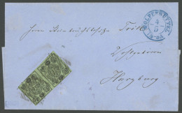 BRAUNSCHWEIG 10A Paar BRIEF, 1864, 1/2 Gr. Schwarz Auf Lebhaftgraugrün Im Senkrechten Paar Mit Nummernstempel 47 Auf Bri - Braunschweig