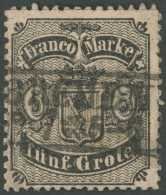 BREMEN 12 O, 1867, 5 Gr. Schwarz Auf Mattgraubraun, Feinst (Zähnung Teils Korrigiert), Mi. 400.- - Bremen