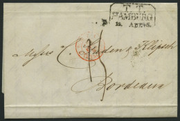 HAMBURG - THURN UND TAXISCHES O.P.A. 1845, T.T. HAMBURG, R3, Auf Brief Nach Bordeaux, Feinst - Prefilatelia