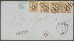HAMBURG 11 BRIEF, 1866, 1 S. Rotbraun Im Waagerechten Viererstreifen Auf Brief Nach Pyrmont, Trotz Kleiner Beanstandunge - Hambourg