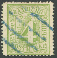HAMBURG 16b BrfStk, 1864, 4 S. Bläulichgrün, Senkrechte Bugspur Sonst Prachtbriefstück, Kurzbefund Lange, Mi. 150.- - Hamburg (Amburgo)