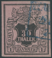 HANNOVER 3bW O, 1855, 1/30 Th. Schwarz Auf Himberrot, Kopfstehendes Wz., Punkthelle Stelle Sonst Pracht, Mi. 300.- - Hanovre