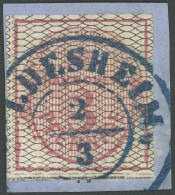 HANNOVER 8a BrfStk, 1856, 3 Pf. Karmin, Schwarz Genetzt, Blauer K2 HILDESHEIM, Prachtbriefstück, Mi. (320.-) - Hannover