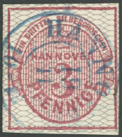 HANNOVER 8b O, 1856, 3 Pf. Karmin, Grau Genetzt, Pracht, Mi. 450.- - Hannover