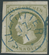 HANNOVER 18 O, 1861, 10 Gr. Dunkelgrünlicholiv, Zentrischer K1 SALZGITTER, Repariert Wie Pracht, Gepr. W. Engel, Mi. (17 - Hannover