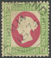 HELGOLAND 10 O, 1873, 11/2 S. Hellgrün/karmin, Kleine Mängel, Feinst, Fotobefund Heitmann, Mi. 420.- - Héligoland