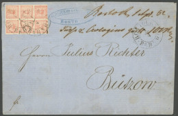MECKLENBURG SCHWERIN 1 BRIEF, 1862, 6/4 S. Graurot Auf Brief Mit K2 ROSTOCK BAHNHOF Nach Bützow, Kleiner Fehler Im Oberr - Mecklenbourg-Schwerin