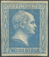 PREUSSEN 7a , 1857, 2 Sgr. Blau, Ohne Gummi, Stark Repariert, Kurzbefund Brettl - Otros & Sin Clasificación