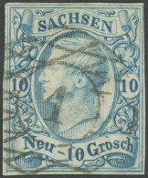 SACHSEN 13a O, 1856, 10 Ngr. Milchblau, Nummernstempel 1, Pracht, Gepr. Engel, Mi. 300.- - Sachsen