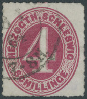 SCHLESWIG-HOLSTEIN 3 O, 1864, 4 S. Karminrot Mit Ortsstempel, Unbedeutende Knitter Sonst Pracht, Signiert, Mi. 1000.- - Schleswig-Holstein