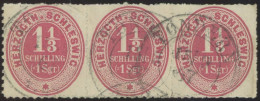 SCHLESWIG-HOLSTEIN 15 O, 1865, 1 1/3 S. Rosa Im Waagerechten Dreierstreifen, K2 TÖNNING, Pracht, Gepr. Pfenninger, Mi. 3 - Schleswig-Holstein