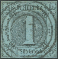 THURN Und TAXIS 11a O, 1858, 1 Sgr. Schwarz Auf Hellgrautürkis, Zentrischer Nummernstempel 85, Vollrandig, Pracht, Gepr. - Other & Unclassified