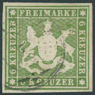 WÜRTTEMBERG 13b O, 1859, 6 Kr. Dunkelgrün, Pracht, Gepr. Thoma, Mi. 350.- - Sonstige & Ohne Zuordnung