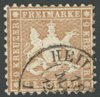 WÜRTTEMBERG 28b PF XVI O, 1863, 9 Kr. Gelbbraun Mit Plattenfehler XVI, Feinst, Kurzbefund Klinkhammer - Other & Unclassified