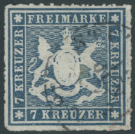 WÜRTTEMBERG 35a O, 1868, 7 Kr. Blau, Pracht, Mi. 160.- - Sonstige & Ohne Zuordnung