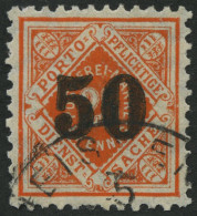 WÜRTTEMBERG 188 O, 1923, 50 Auf 25 Pf. Rotorange, Stempel WEISSENAU, üblich Gezähnt Pracht, Fotoattest Winkler, Mi. 1100 - Altri & Non Classificati