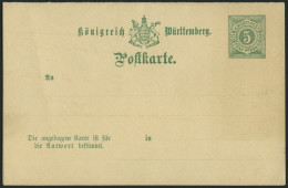 WÜRTTEMBERG P 33 BRIEF, 1890, 5/5 Pf., Rechteckiger Rahmen, Inlandskarte In Geänderter Schrift, Ohne Strich Unter Dritte - Sonstige & Ohne Zuordnung