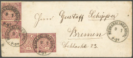 NDP 1b Paar BRIEF, 1868, 1/4 Gr. Bräunlichlila, 2 Waagerechte Paare (teils Scherentrennung) Mit K1 NEUHARRLINGERSYL (ohn - Autres & Non Classés