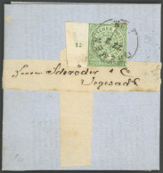 NDP 2 BRIEF, 1868, 1/3 Gr. Gelblichgrün, Linkes Randstück Mit Reihenzähler 12, Einzelfrankatur Auf Streifband (Waarenpre - Otros & Sin Clasificación