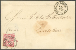 NDP 4 BRIEF, 1869, 1 Gr. Mittelrötlichkarmin Mit Breitem Rechten Rand (18 Mm!) Auf Brief Mit K2 FREIBERG BAHNH., Pracht - Altri & Non Classificati