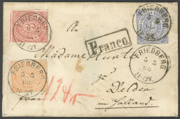 NDP 8-10 BRIEF, 1868, 2 - 7 Kr. Dreifarbenfrankatur Auf Kleinem Dekorativen Prachtbrief Von FRIEDBERG Nach Holland - Other & Unclassified