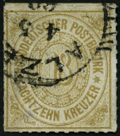 NDP 11 O, 1868, 18 Kr. Olivbraun, Pracht, Mi. 80.- - Usati