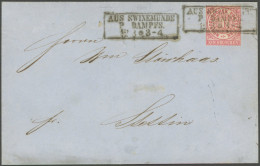 NDP 16 BRIEF, 1869, 1 Gr. Karmin Mit R3 AUS SWINEMÜNDE P DAMPFS. Auf Brief Nach Stettin, Feinst (waagerechter Reg-bug),  - Cartas & Documentos