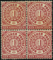 NDP 16 VB , , 1869, 1 Gr. Karmin Im Viererblock, 2 Werte Postfrisch, Normale Zähnung, Pracht - Ungebraucht