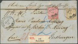 NDP 21,23 BRIEF, 1871, 18 Kr. Olivbraun Mit 3 Kr. Karmin Auf Portogerechtem Paketbegleitbrief Von RUDOLSTADT Nach Gerstu - Otros & Sin Clasificación