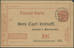 KIEL A P 16Z BRIEF, COURIER: 1898, 3 Pf. Rot Mit Zudruck Carl Imhoff, Stempel 30.6.98, Prachtkarte - Private & Local Mails