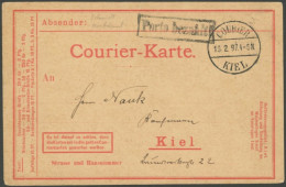 KIEL A BRIEF, COURIER: Ca. 1893-1900, Umfangreiche Ganzsachensammlung Mit 71 Postkarten, 12 Kartenbriefen Und 7 Umschläg - Correos Privados & Locales