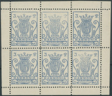 KIEL B 2ND , HAMMONIA: 1896, 3 Pf. Ultramarin, Neudruck Im Kleinbogen (6), Postfrisch, Pracht - Posta Privata & Locale