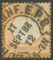 HUFEISENSTEMPEL DR 14 O, LÜBECK BHF E.P.B., 17.9.72, (Sp Nr. 22-3), Auf 1/2 Gr. Orange, Ein Fehlender Zahn Sonst Pracht - Gebraucht