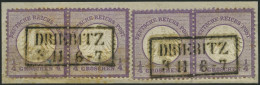 Dt. Reich 1 Paar BrfStk, 1872, 1/4 Gr. Grauviolett, 2 Waagerechte Paare Mit Zentrischen R2 DRIEBITZ Auf Dekorativem Brie - Usati
