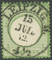 Dt. Reich 2a O, 1872, 1/3 Gr. Gelblichgrün, Idealer Zentrischer K2 LEIPZIG N, Pracht, Gepr. Brügger - Andere & Zonder Classificatie