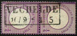 Dt. Reich Paar O, 1872, 1/4 Gr. Grauviolett Im Senkrechten Paar Mit R2 VELCHELDE, Pracht, Gepr. Hennies - Usados