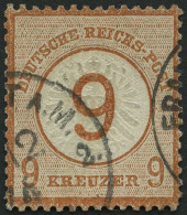 Dt. Reich 30 O, 1874, 9 Auf 9 Kr. Braunorange, Winzige Eckknitter, Normale Zähnung Sonst Pracht, Gepr. Brugger, Mi. 600. - Usati