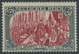 Dt. Reich 81Ab , 1902, 5 M. Grünschwarz/dunkelkarmin, Karmin Quarzend, Gezähnt A, Ohne Wz., Falzreste, Pracht, Mi. 350.- - Nuovi