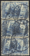 Dt. Reich 82B O, 1902, 2 M. Schwarzblau, Gezähnt B, Ohne Wz., Im Senkrechten Dreierstreifen, Pracht, Mi. (120.-) - Other & Unclassified