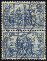 Dt. Reich 82B Paar O, 1902, 2 M. Schwarzblau, Gezähnt B, Ohne Wz., Im Senkrechten Paar, Pracht, Mi. (80.-) - Other & Unclassified