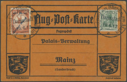 Dt. Reich IV BRIEF, 1912, 1 M. Auf 10 Pf. Gelber Hund Auf Flugpostkarte Mit Sonderstempel Darmstadt 19.6.12, Pracht - Cartas & Documentos