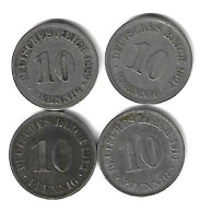 *germany Lot 10 Pfennig  1889a+1907a+1912a+1914d (lot6) - 10 Pfennig