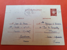 Maroc - Entier Postal Pétain, De Casablanca Pour Rouen En 1942 - D 229 - Covers & Documents