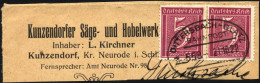 Dt. Reich 177 Paar BrfStk, 1922, 5 Pf. Lilakarmin, Wz. 2, Im Waagerechten Paar Auf Großem Briefstück Mit Bahnpoststempel - Usati