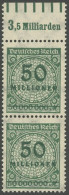 Dt. Reich 321AWb OR , 1923, 50 Mio. M. Blaugrün, Gezähnt, Walzendruck, Oberrandstück 0`7`0, Postfrisch, Pracht, Mi. (100 - Altri & Non Classificati